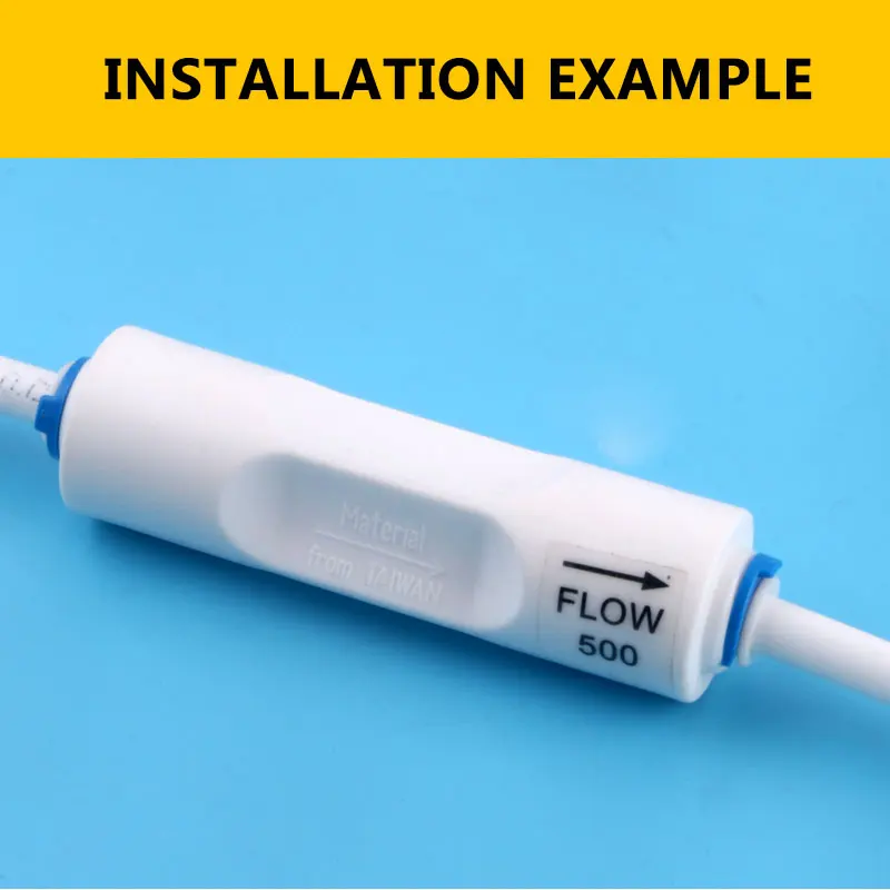 1/4 "أنبوب مستقيم من خلال نوع 500CC تدفق مياه الصرف الصحي منظم تقييد خرطوم التناضح العكسي موصل سريع الأنابيب Fittiing