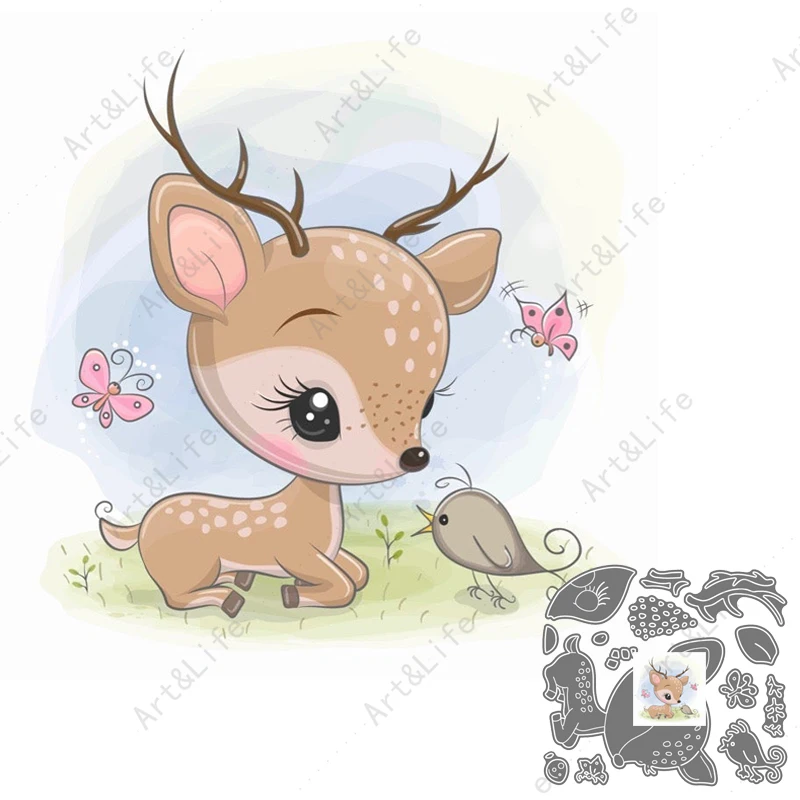 New Metal Cutting Dies Stencils Cute Deerlet Christmas Deer Sika Deer for DIY Scrapbooking Album Paper Card Embossing Cut Mould