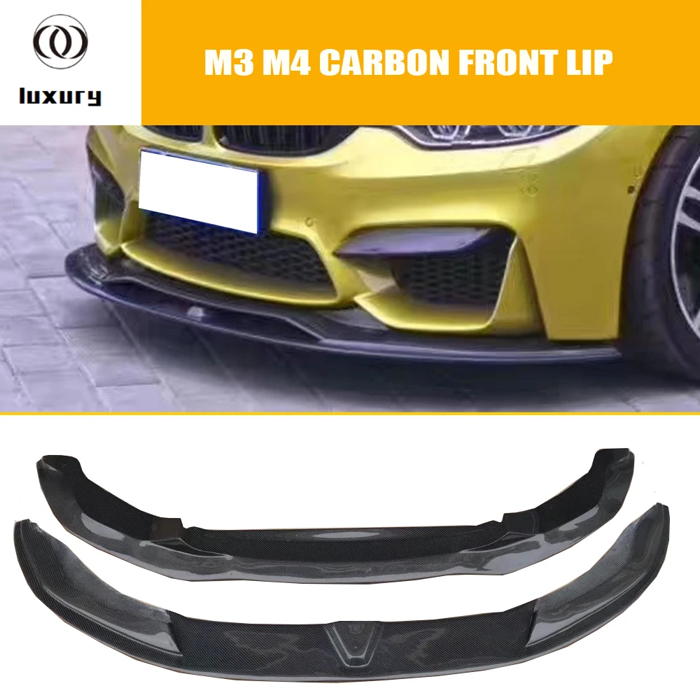 2Pcs PSM Style Carbon Fiber Front Lip for BMW F80 M3 Sedan F82 M4 Coupe F83 M4 Cabriolet 2014 - 2020