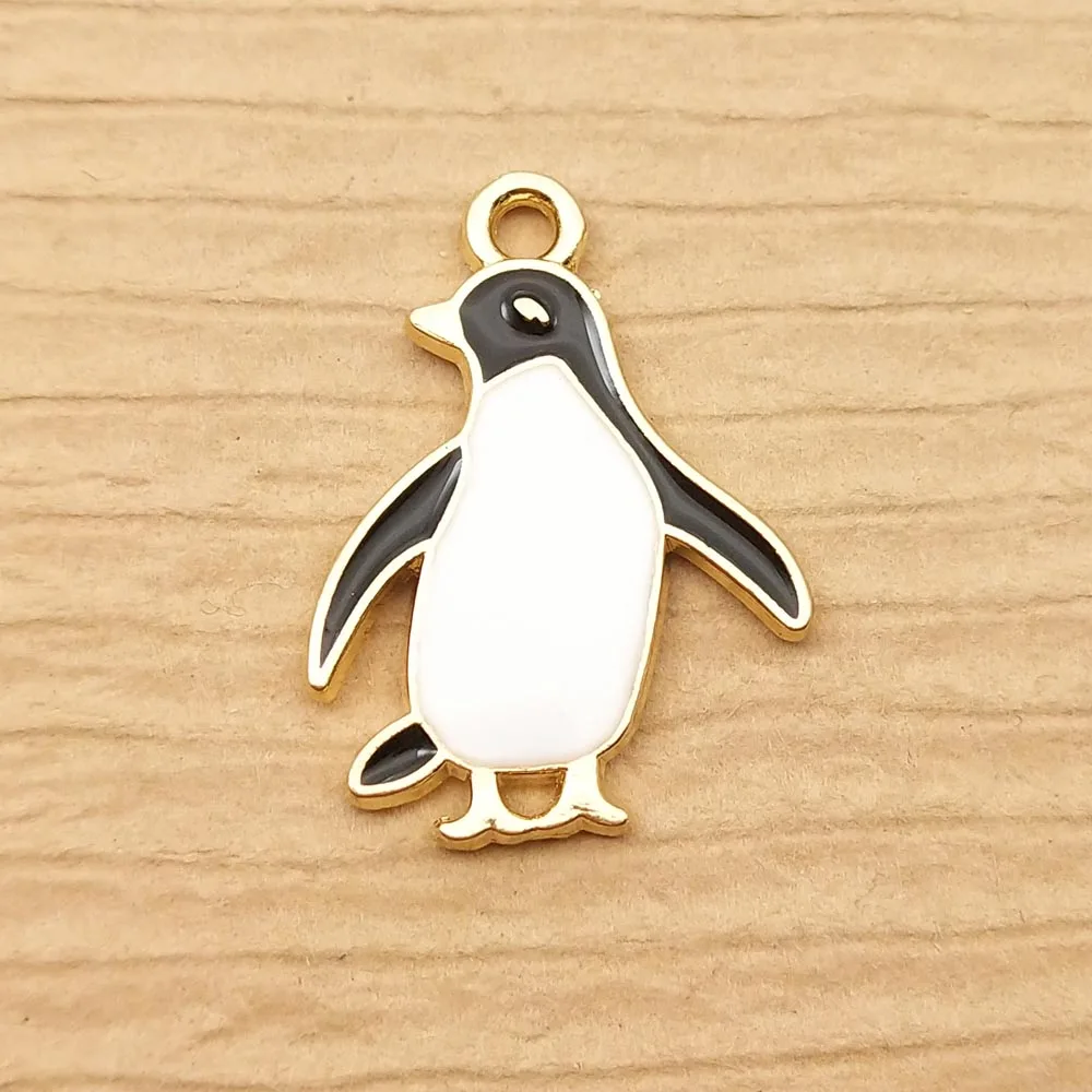 10pcs Enamel Penguin Charm for Jewelry Making Cute Earring Animal Pendant Bracelet Necklace Accessories Diy Craft Supplies Metal