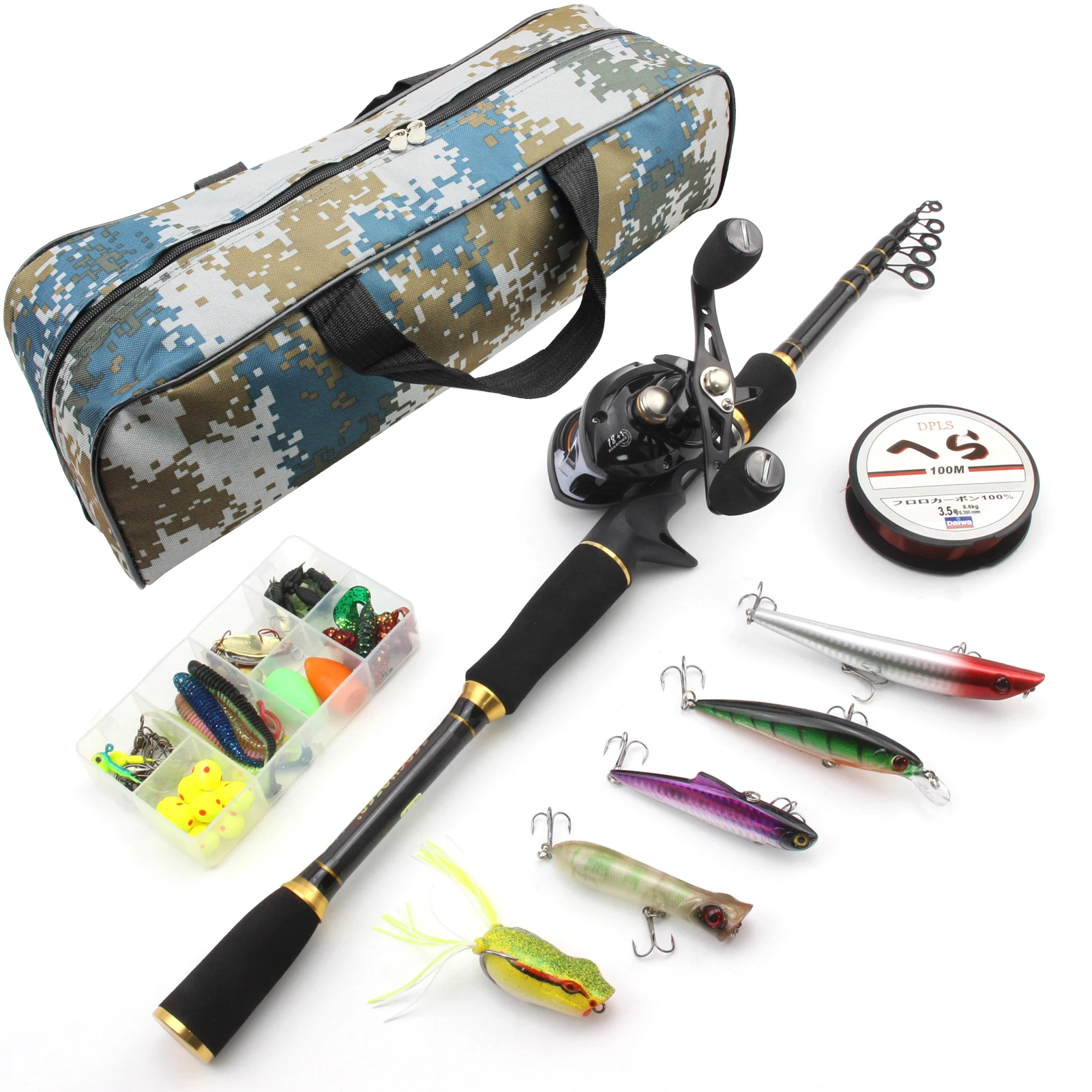 

NEW 1.8M-2.7M Fishing rod with reel and bag lure Casting Rod Reels Set carbon lure fishing pole telescopic Trout rod Reel Combos