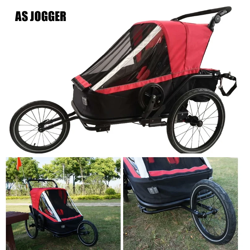 3 in 1 rimorchio per bici per bambini passeggino gemellare bambino Jogger rosso, 3 colori disponibili