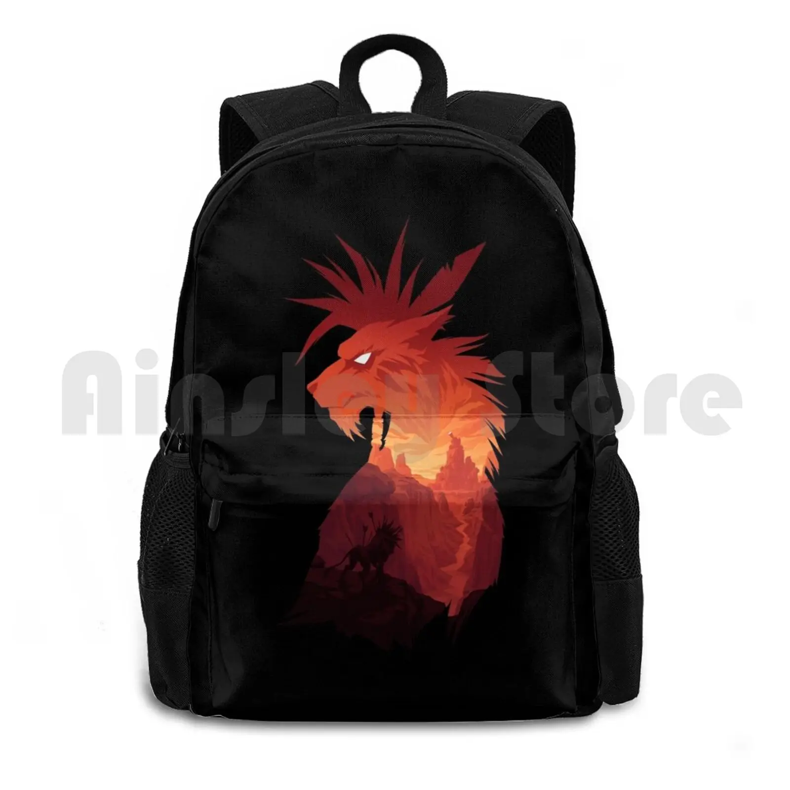 The Guardian Black Outdoor Hiking Backpack Waterproof Camping Travel Final Fantasy Red Xiii Red 13 Final Fantasy Vii Final