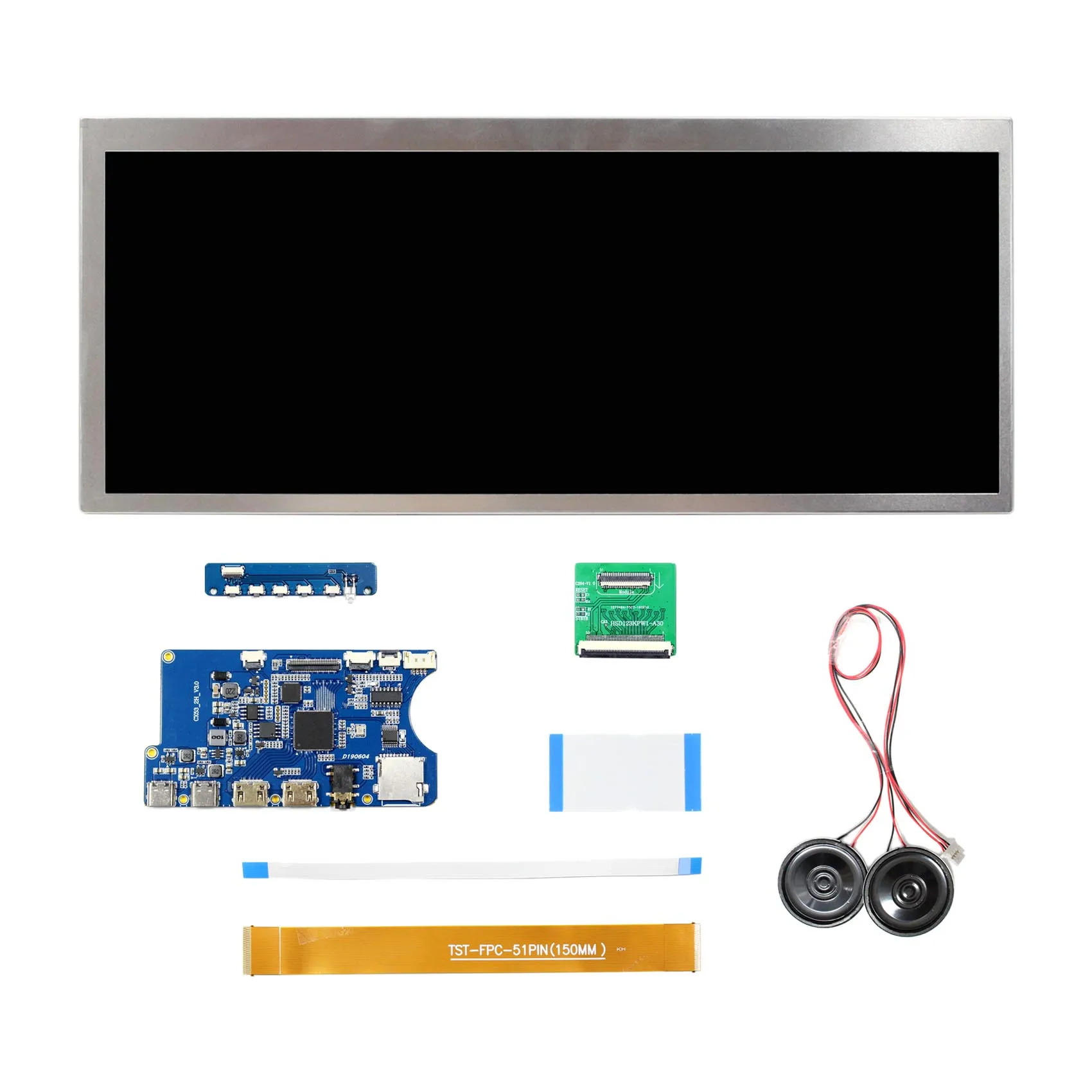 VSDISPLAY 12.3 بوصة HSD123KPW1-A30 HSD123KPW2-D10 1920X720 850nit IPS شاشة LCD ونوع C HD-MI TF بطاقة تحكم المجلس