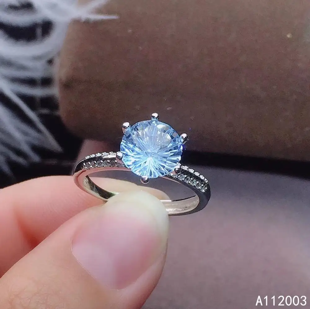 

KJJEAXCMYfine schoolboy jewelry 925 sterling silver inlaid natural gem blue topaz new giel Female ring fashion Support Detection