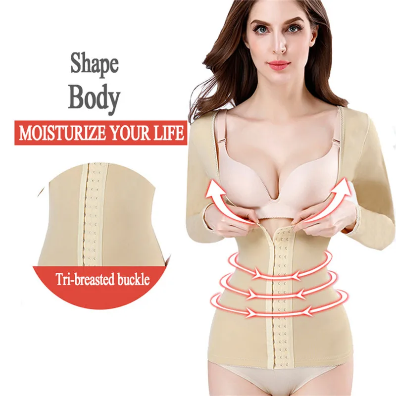Damen-Korsett-Top mit Langen Ärmeln, Nahtloser Taillenformer, Unterwäsche, Armformer, Bauchstraffender Shapewear für einen Flachen Bauch – Detail 5