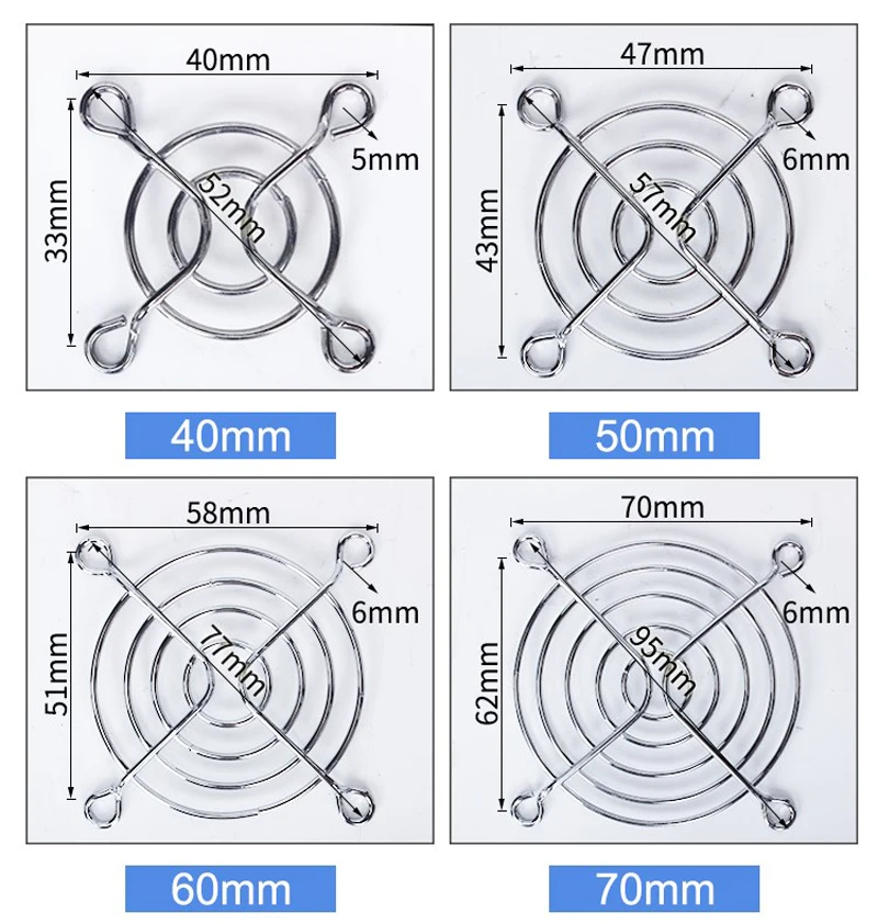 1PC Silvery Metal Wire Finger Guard For CPU Fan DC Fan Grill Guard Protector Nickel Plated 40/60/80/90/120mm