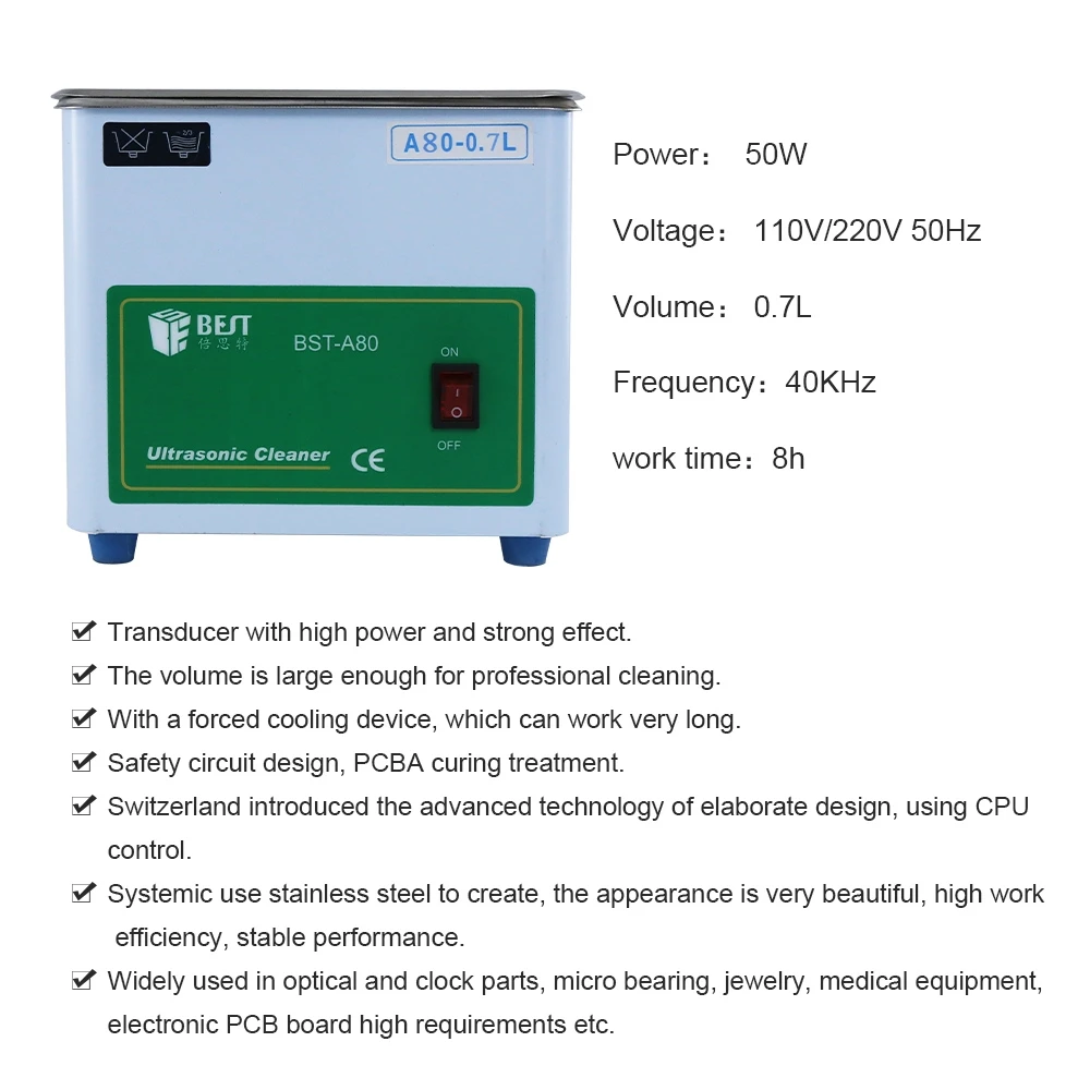 Ultrasonic Cleaner 0.7L Ultrasonic Bath for Jewelry Parts Glasses Circuit Board Cleaning Machine Ultrasound Jewelry Cleaner