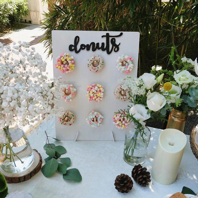 party decoration wooden Donut Wall stand for wedding decor baby shower Donut display stand festival Donut party decor supplies