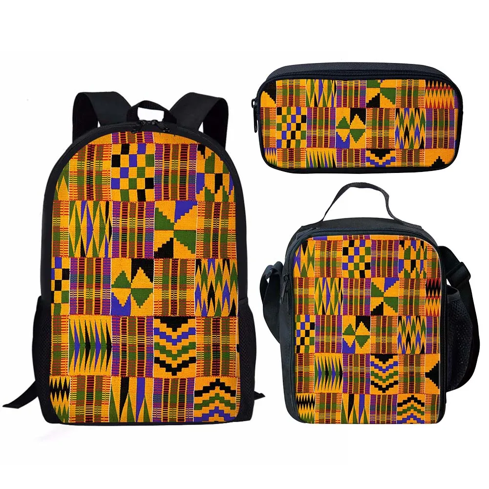 Women College School Bags Kids Backpack for Boys Girls African Vintage Tribal Print Book Bags 3Pcs Sets Children BookBags