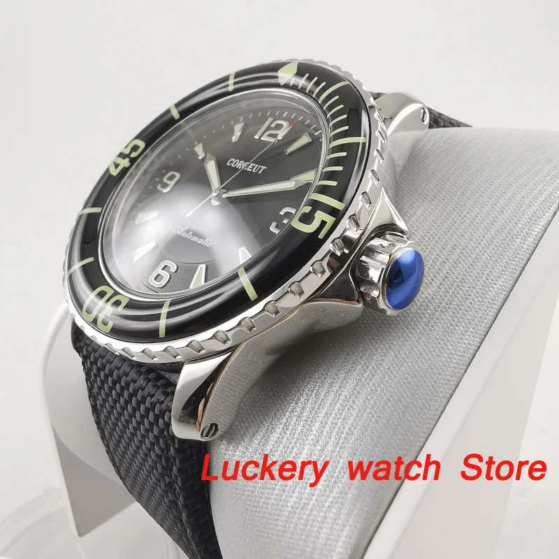 45mm Corgeut Luminous Mechanical Watches black Dial Automatic Diver Watch-CA48