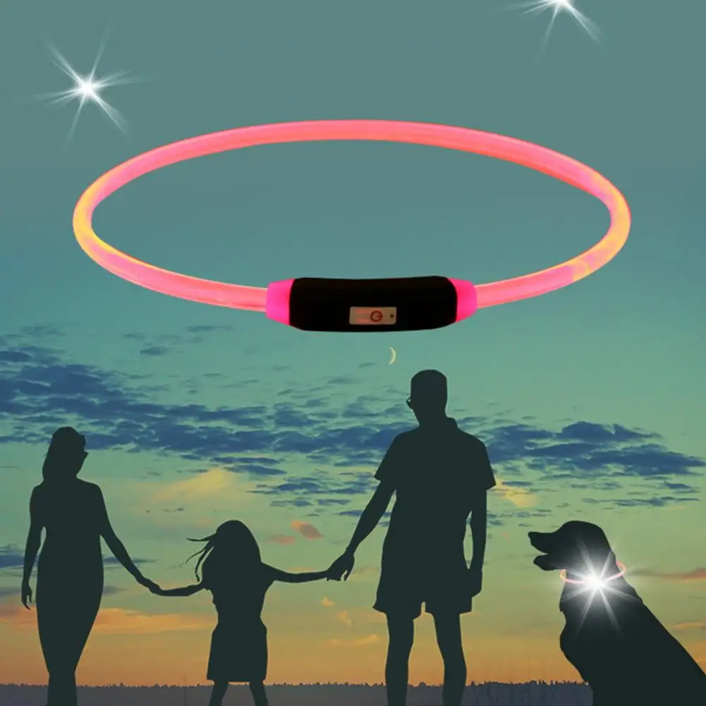 Pet Collar Adjustable USB Charging Plastic LED Luminous Anti-lost Neckwear for Dog