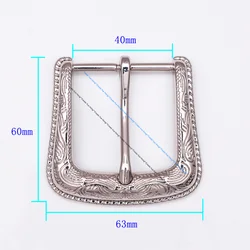 63*60MM (INNER 40MM)Western Texas Flower Carved Antique Silver Western Cowboy Buckle fit Leather Belt 1-1/2