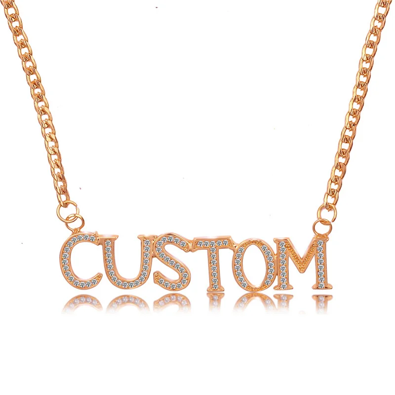Customized Personalized Name Necklace & Pendants For Women Bling Jewelry Iced Out Initial Choker Custom Cubic Zirconia Necklace