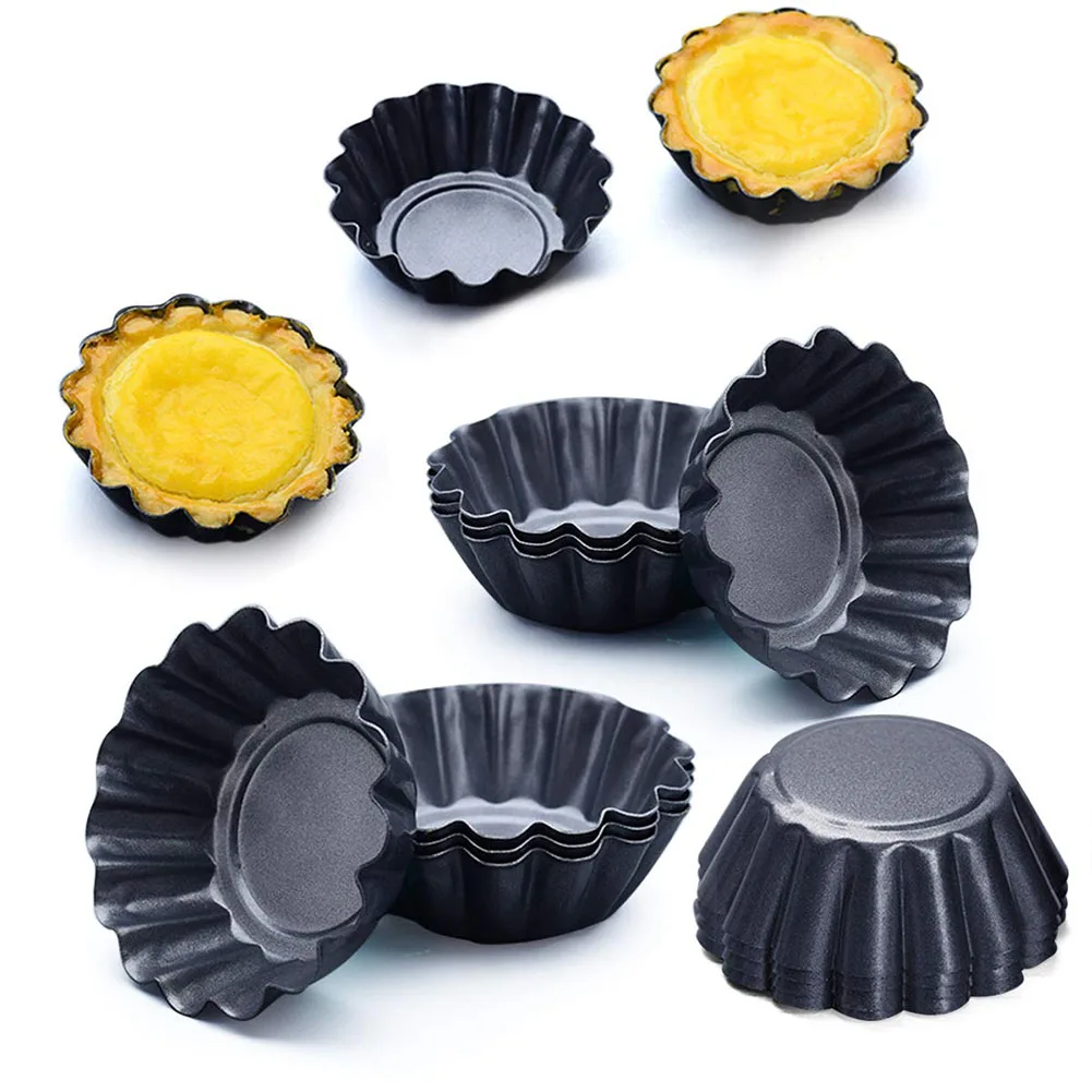 12Pcs Mini Rotonda Antiaderente Torta Pan In Acciaio Al Carbonio Tortino Stampo Uovo Stampo Da Crostata di Latta Della Torta Della Focaccina Stampi Stampo