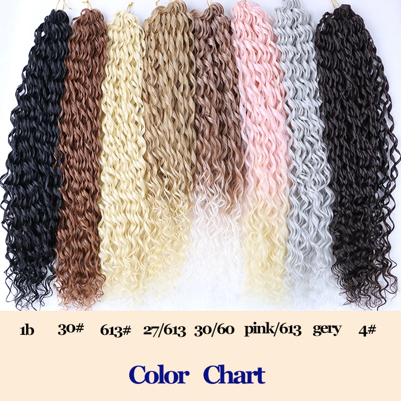 Full Star 24 "Long Loose Water Wave Hair Crochet Braiding Hair Extension Pink Blonde Afro Curly Hair French Curl Crochet Kepang