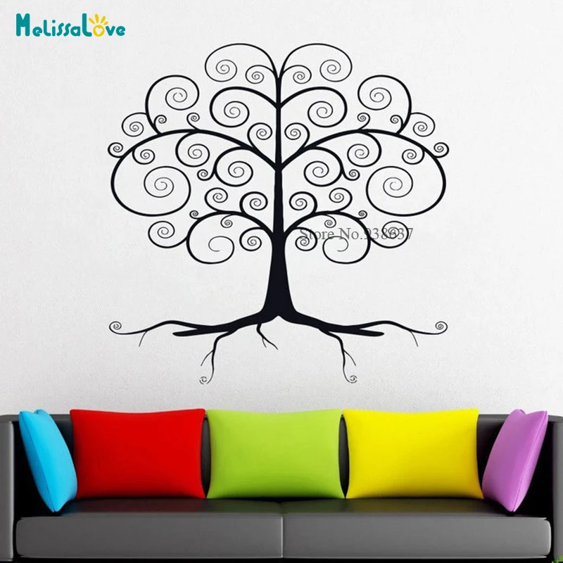 Enso Circle Asian Tree Buddhism Tree Of Life Vinyl Wall Decal Self-adhesive Murals Home Decor Living Room BB204