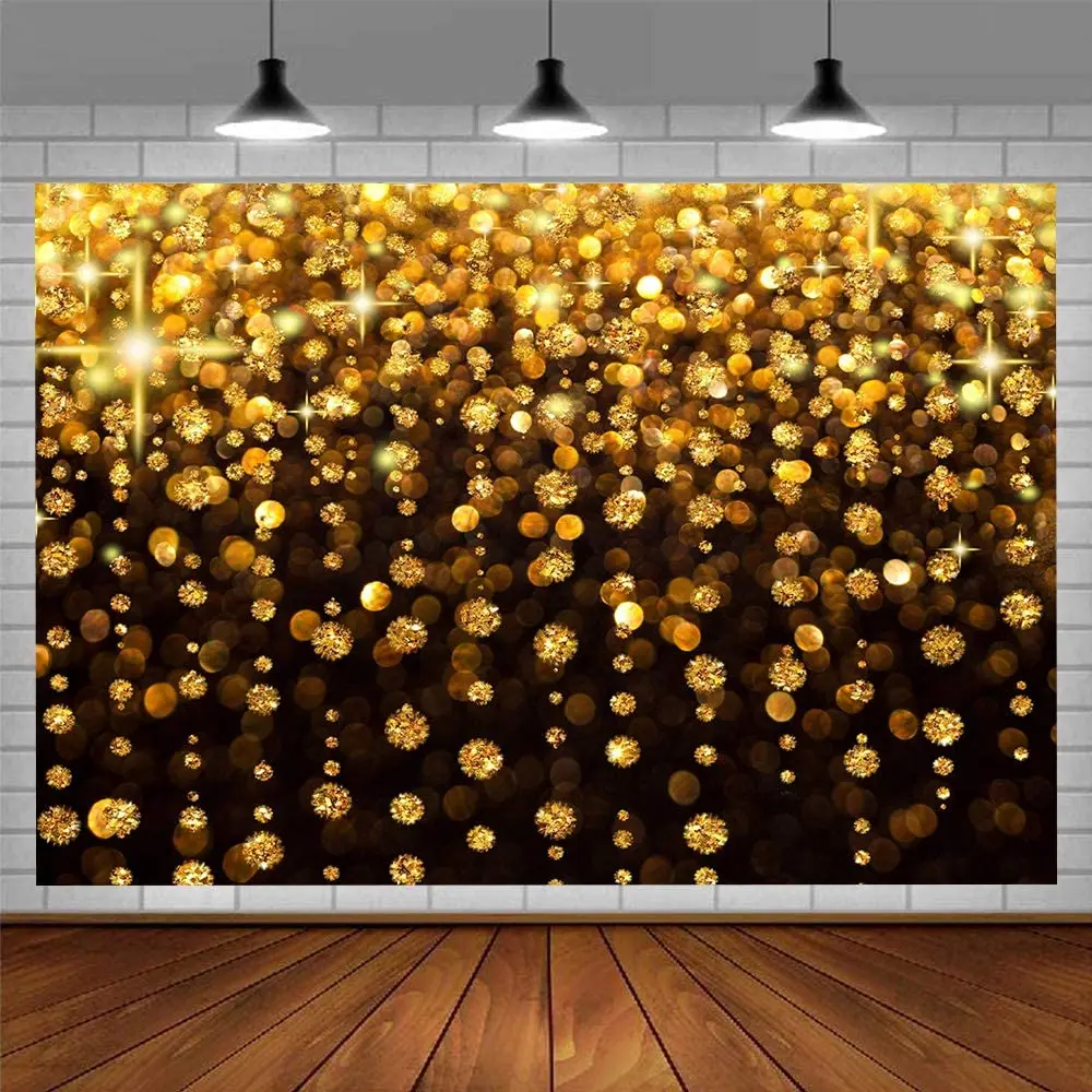 Gold Glitter Photography Backdrop Black Abstract Bokeh Sequin Spot Background Sparkle Wedding Birthday Prom Party Supplies