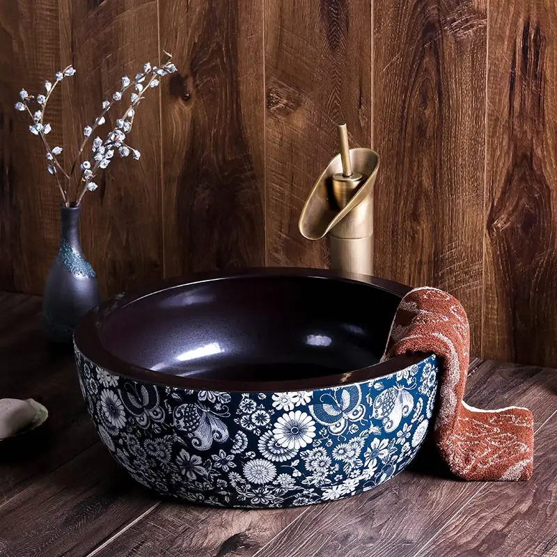 

China Artistic Handmade Art wash basin Ceramic Counter Top ceramic Wash Basin Bathroom Sinks