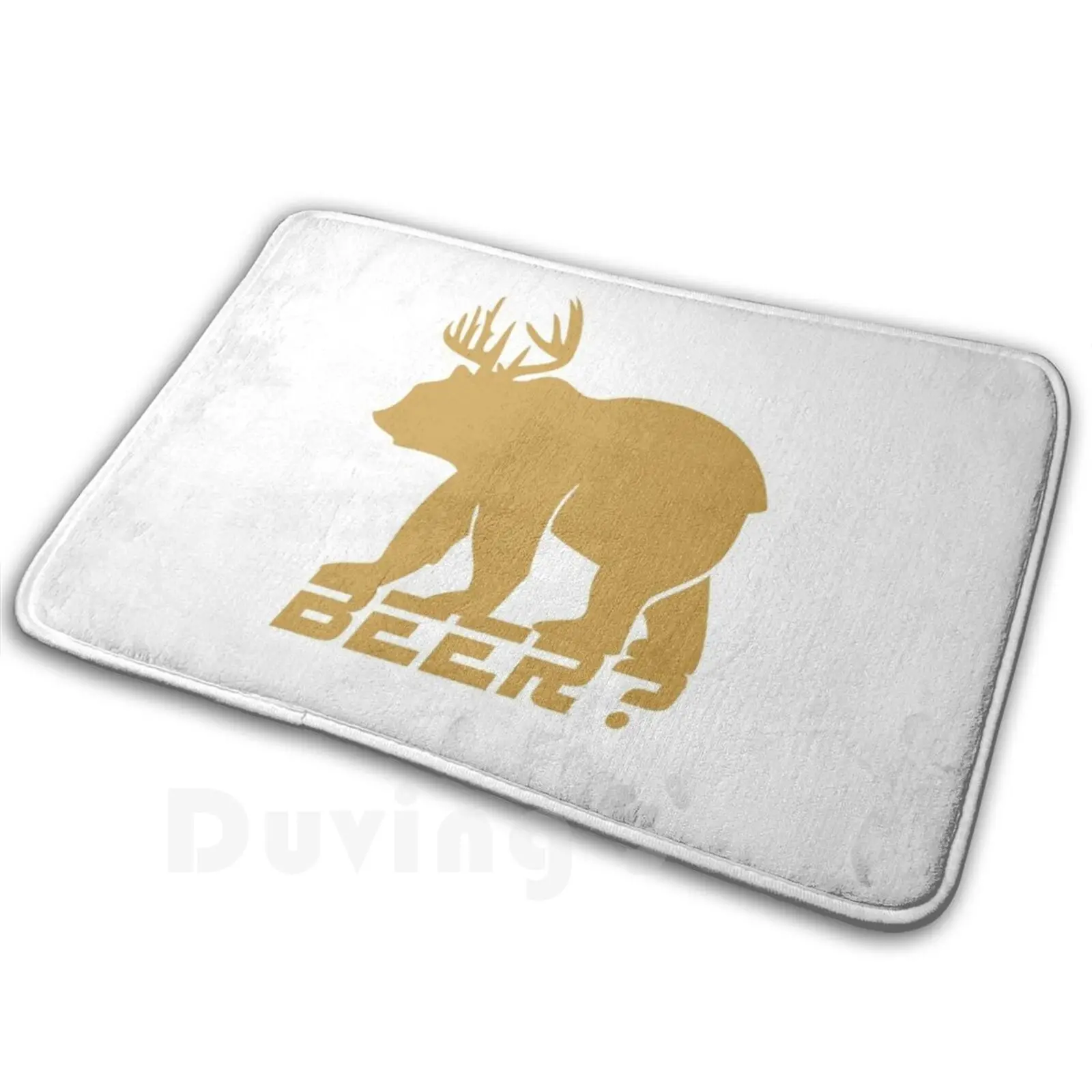 Bear Beer Carpet Mat Rug Cushion Beer Bear Funny Deer Drinking Humor Drink Party Vintage Drunk Food Hunting Retro Animal