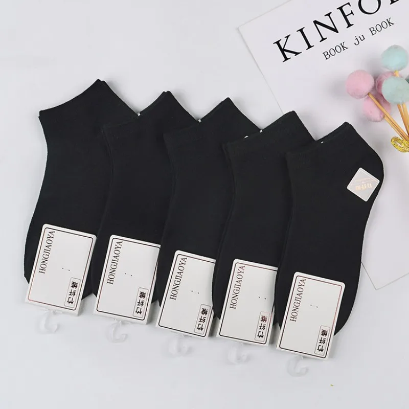 5 Par 1 Lot Unisex Men Women Socks Set Pack Harajuku Streetwear Short Ankle Socks White Black Casual Hip Hop Skateboard Sox