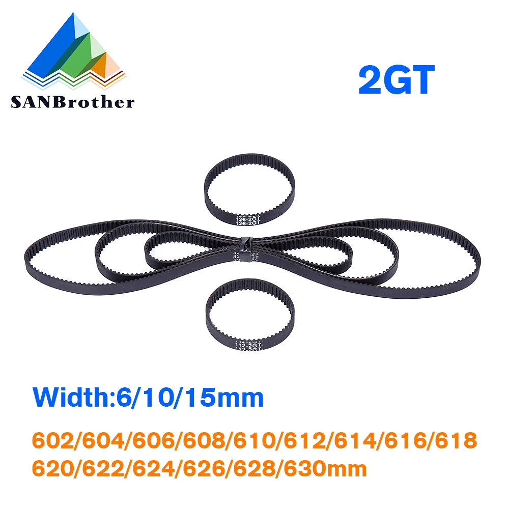 GT2 Closed Loop Timing Belt Rubber 610/606/616/630/620/626mm 2GT BELT width 6/10/15mm suitably GT2 pulley for 3d printer parts