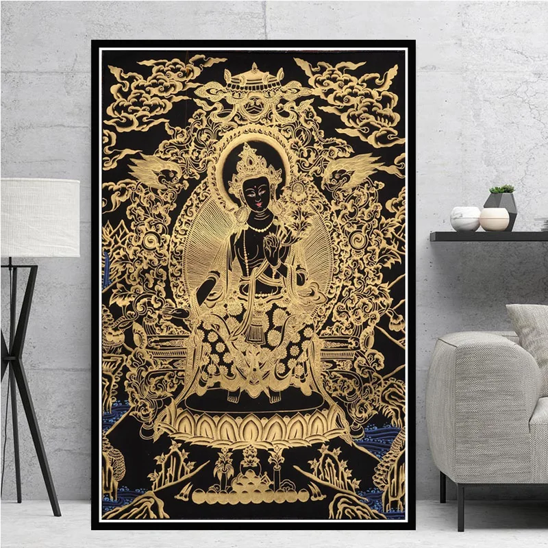 Home Decor Nordic Style Poster Prints Sakyamuni And Arhat Thangka Tibet Buddhism Buddha Canvas Painting Wall Art Modular Picture