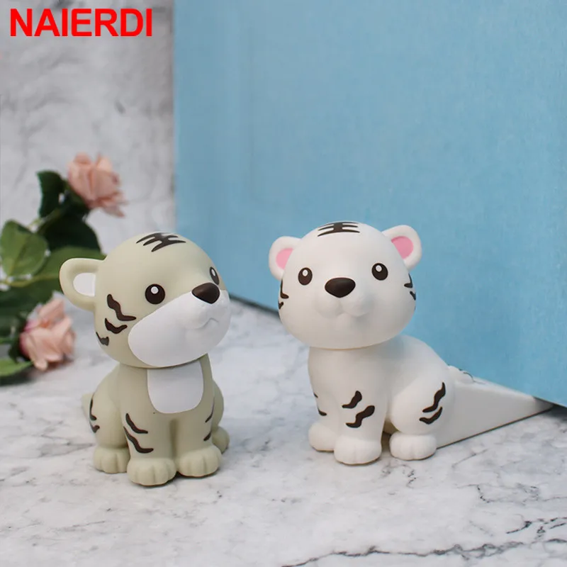 NAIERDI Safety Creative Cartoon Door Stopper Silicone Tiger Home Door Stop Wedge Door Catcher Children Toy Security Baby Protect