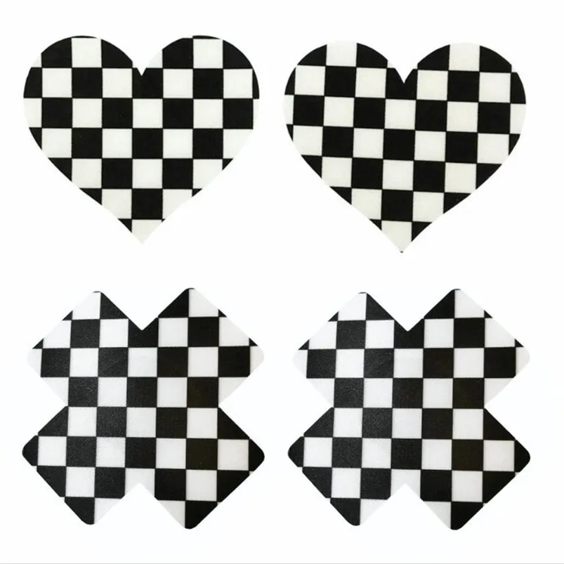 

10pairs (200Pcs)/lot women Nipple Covers Plaid heart and Cross/X Breast Pasties Nipple Covers