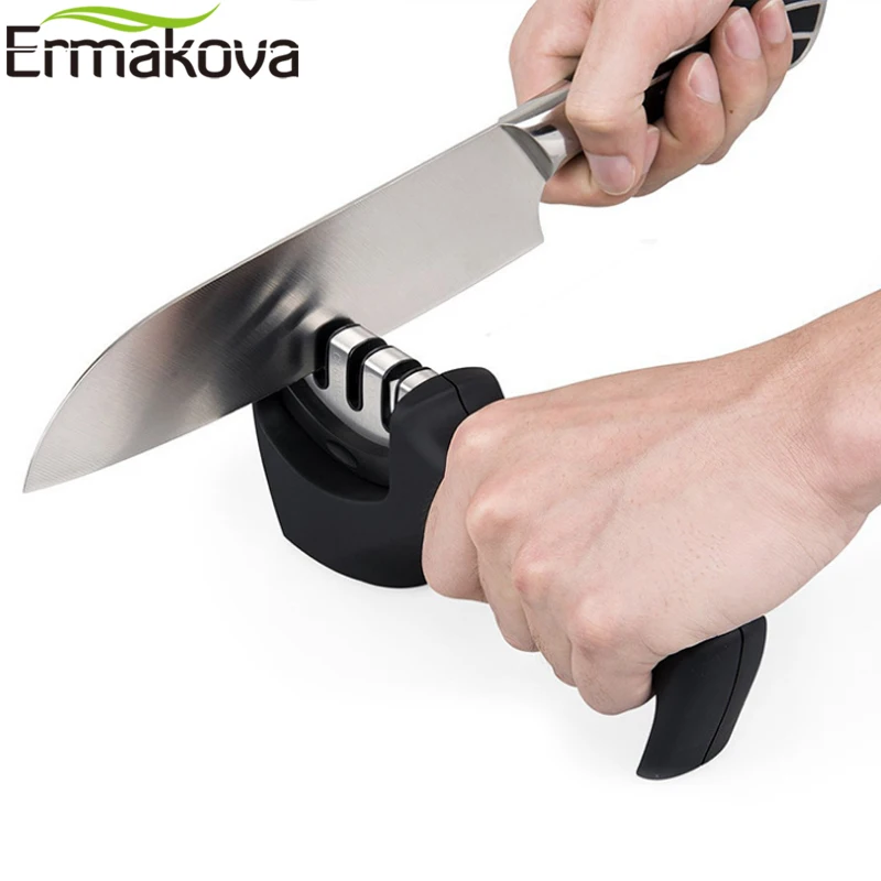 ERMAKOVA Kitchen Knife Sharpener Sharpening Stone Grinder Stainless Steel Knife Sharpening Tool Repair Restore and Polish Blades