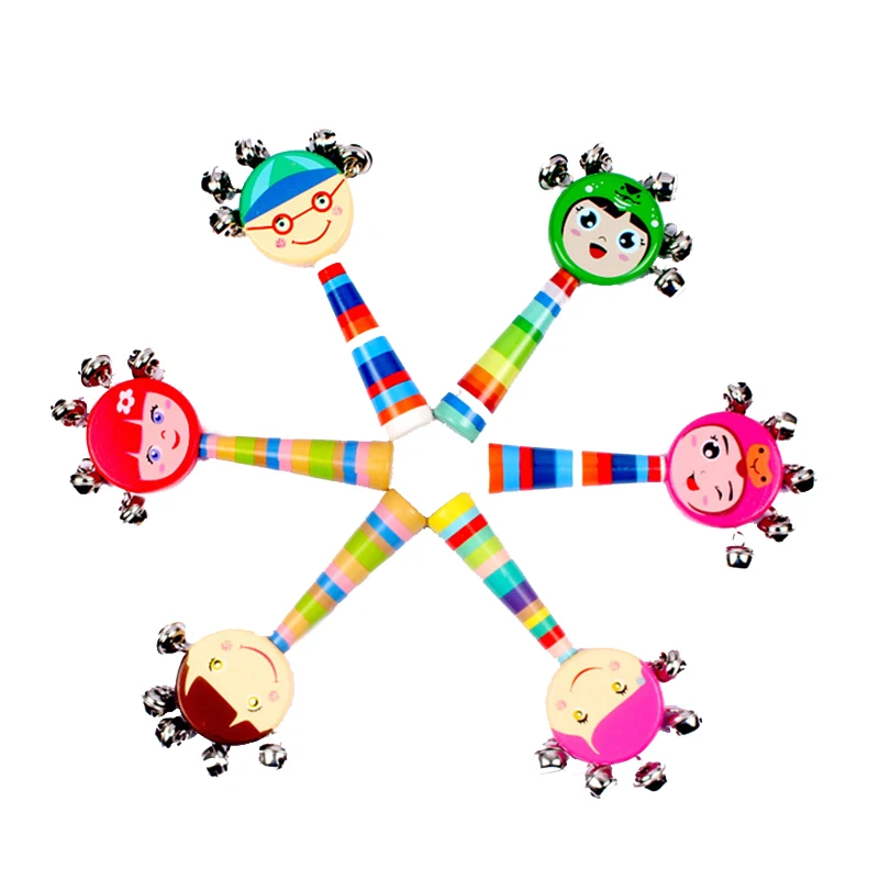 Cartoon Multicolor Rainbow Hanging sonaglio giocattoli portatili per bambini strumento per esercizi acustici per bambini Action Figure colorate campana per lettino per bambini