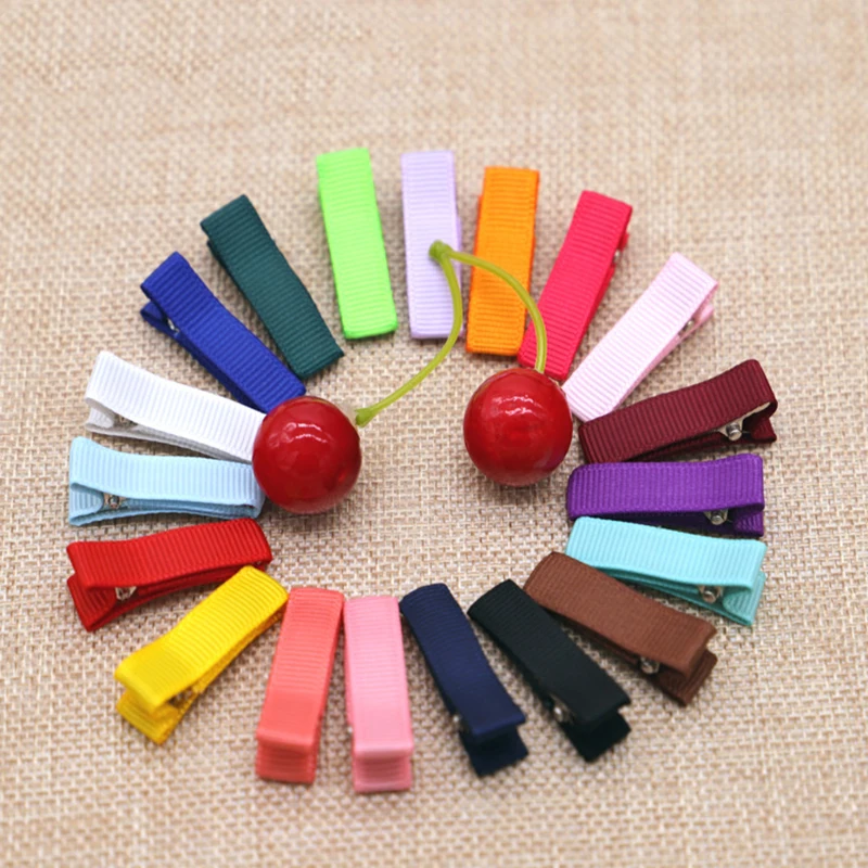 20pcs 35mm Girls Baby Kids Grosgrain Ribbon Covered Lined Alligator Hair Clips For DIY Making Bows flower Hair Accessories Craft