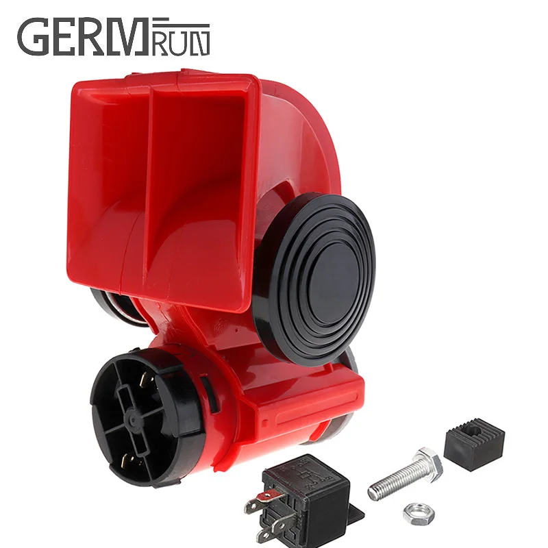 

Universal 12V 136db Red Snail Compact Air Horn Air Car Truck Multi-Tone & Claxon Horns For Cars Vehicles Motorcycle Boat RV