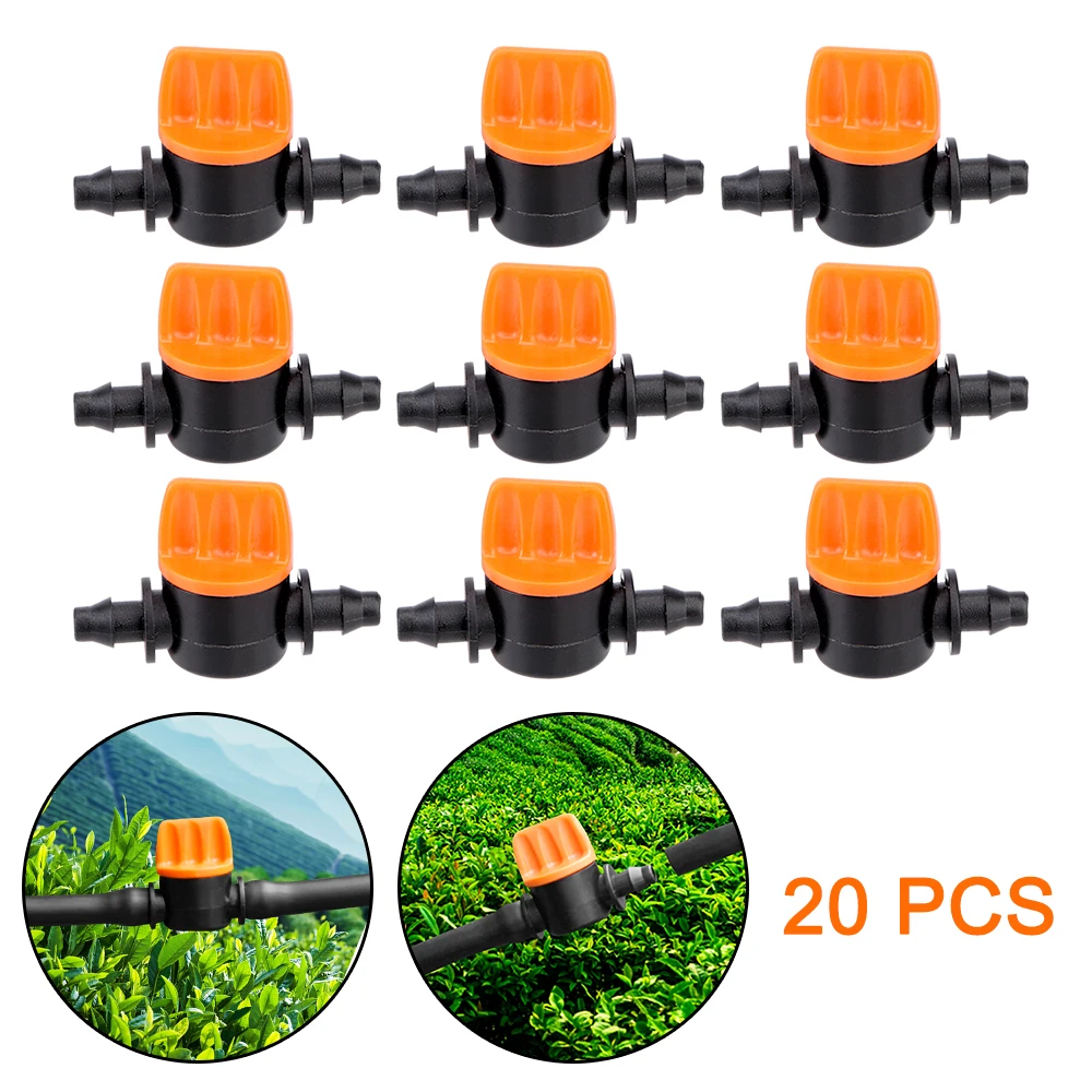 

1/4" Pipe Mini Valve 20pcs 4/7mm Hose Controller Watering System Fittings Garden Water Connectors