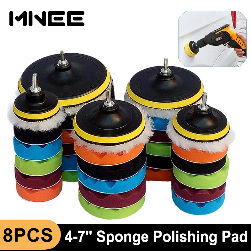 

Buffing Pad 5''6''7'' inch Car Sponge Polishing Pad Kit M10 M14 Thread Abrasive Polisher Drill Adapter Waxing Tools Accessory