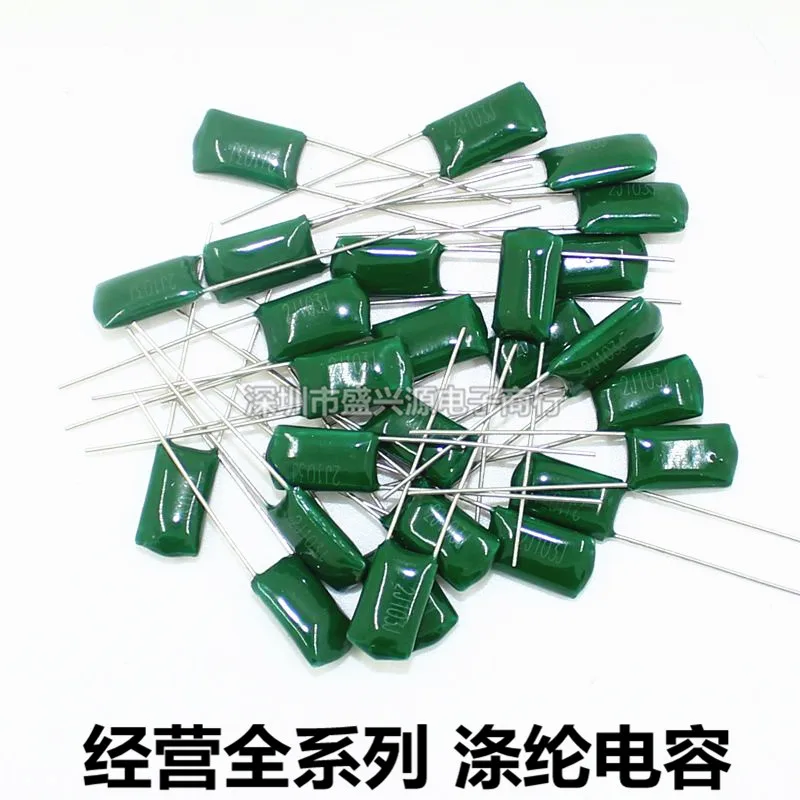 100pcs  2J103J Polyester capacitor MYLAR CAP  630v 0.01uf 10nf p=5mm