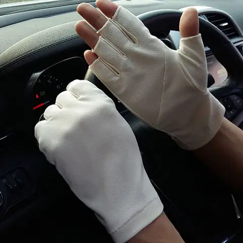 Driving sunscreen gloves men's thin half-finger gloves half spring and summer non-slip cycling fingerless gloves breathable B93