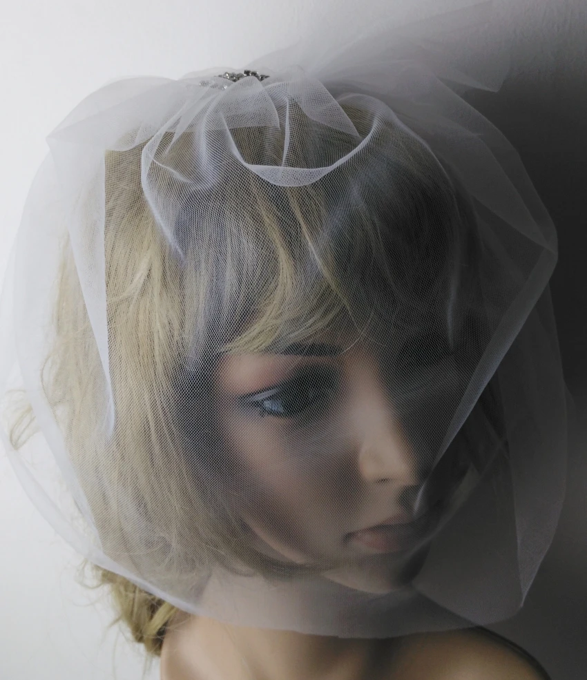 Viola avorio gabbia per uccelli velo di cristallo pettine gabbia velo pettine velo da sposa corto maglia fard Cap accessori da sposa