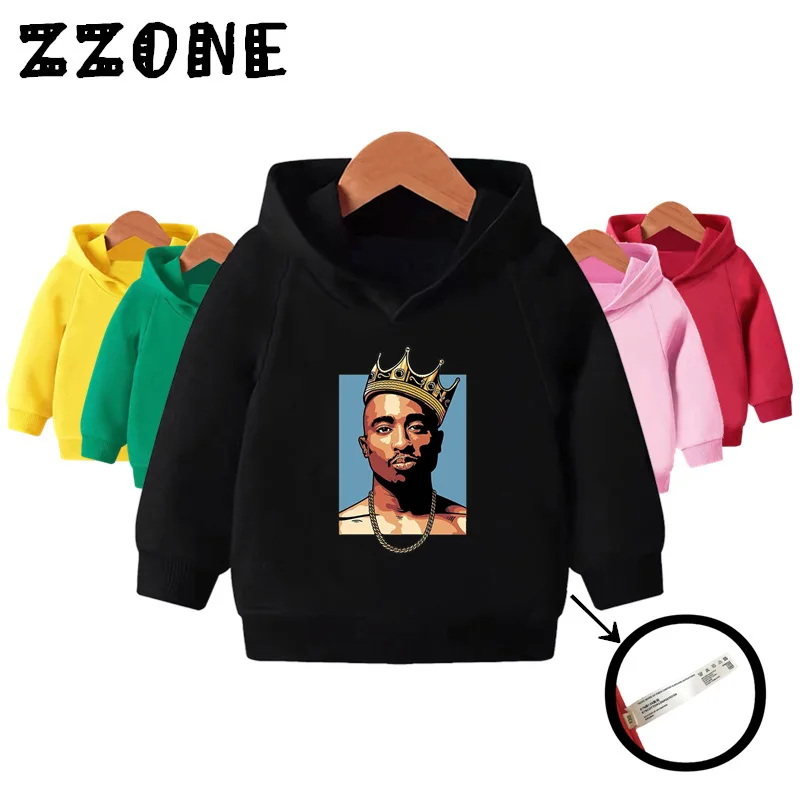 Kids Tupac 2pac Print Hooded Hoodies Children Hip Hop Sweatshirts Baby Pullover Cotton Tops Autumn Girls Boys Clothes,KMT287