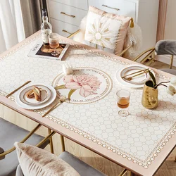 Nordic Flower Leather Tablecloth Waterproof Oil-proof Coffee Table Mat Solid Color Placemat Party Table Decor Cover Custom Made