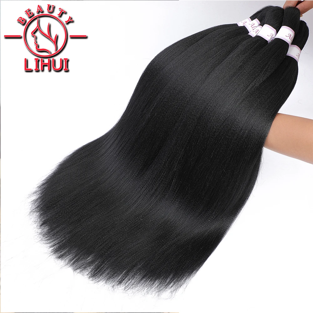 Lihui Easy Jumbo Braids Hair Extensions Pre Stretched Braiding Hair Soft Yaki Texture Afro Synthetic Hair Hot Water Set