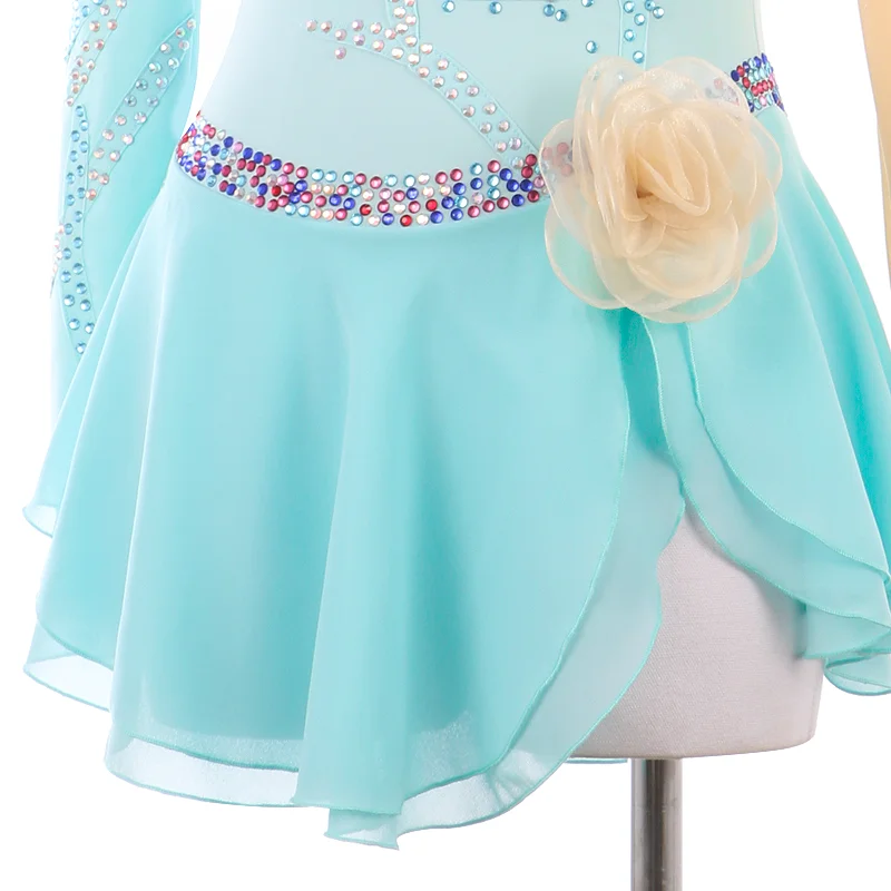 ZAGITOVA Abito da pattinaggio di figura Donna Ragazza Pattinaggio su ghiaccio Gonna a rete Costume da competizione per ginnastica