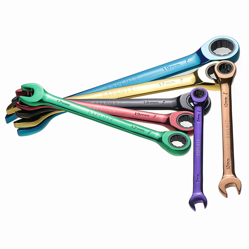 7 teile/satz Bunte Ratsche Griff Wrench Reversible Kombination Stubby Ratsche Ratschen Buchse Spanner Flexible Hand Zu