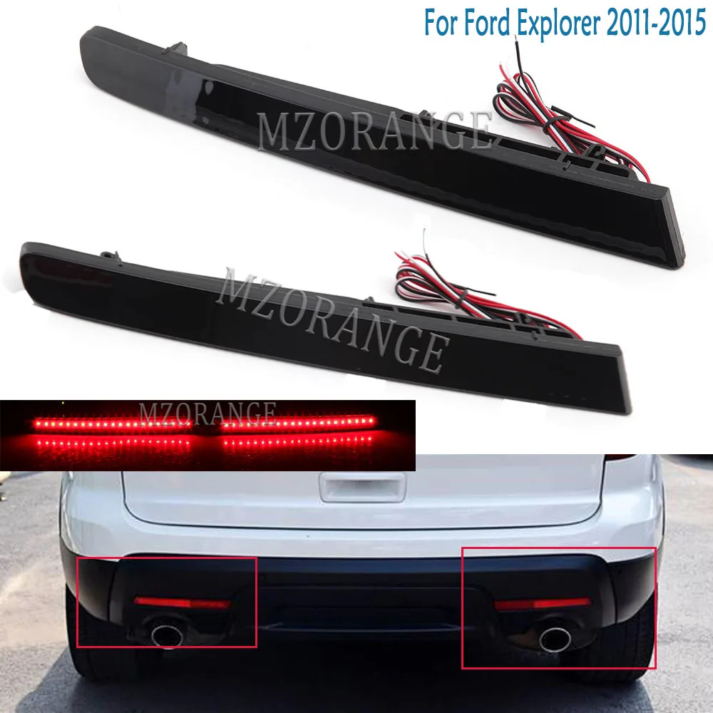 

2pcs Smoky Black LED Rear Bumper Reflector Light For Ford Explorer 2011 2012 2013 2014 2015 Tail Brake Fog Lamp Car Accessories