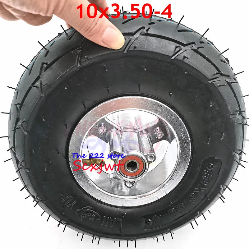 4 Inch Hub Rim with 10x350-4 Tube Tyre Brake Disc Sprocket  Pump 10x3.50-4 Tires Wheels Fits ATV Quad Go Kart 47cc 49cc