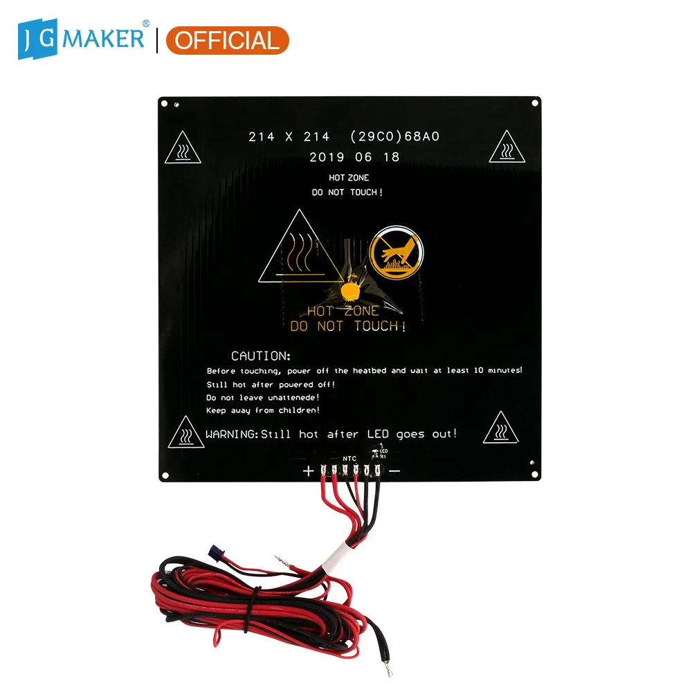 

JGMAKER A3S 3D Printer Parts 6Pin Heated Bed With Soldering Heated Cable No Black Diamond Glass JGAURORA