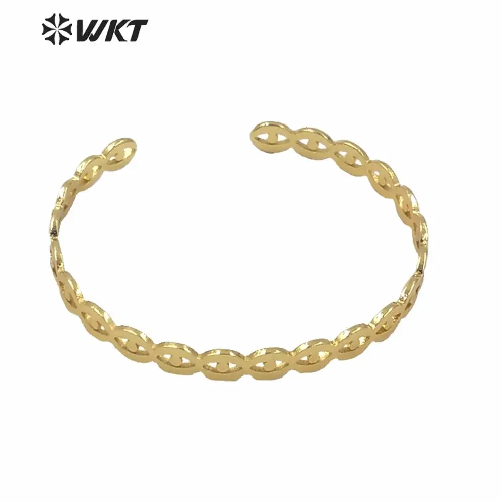 

WT-B559 Amazing Unique Tiny Gold Electroplated Lady Bangle Elegant Trendy Resist Tarnishable Open Size Brass Simple Accessories