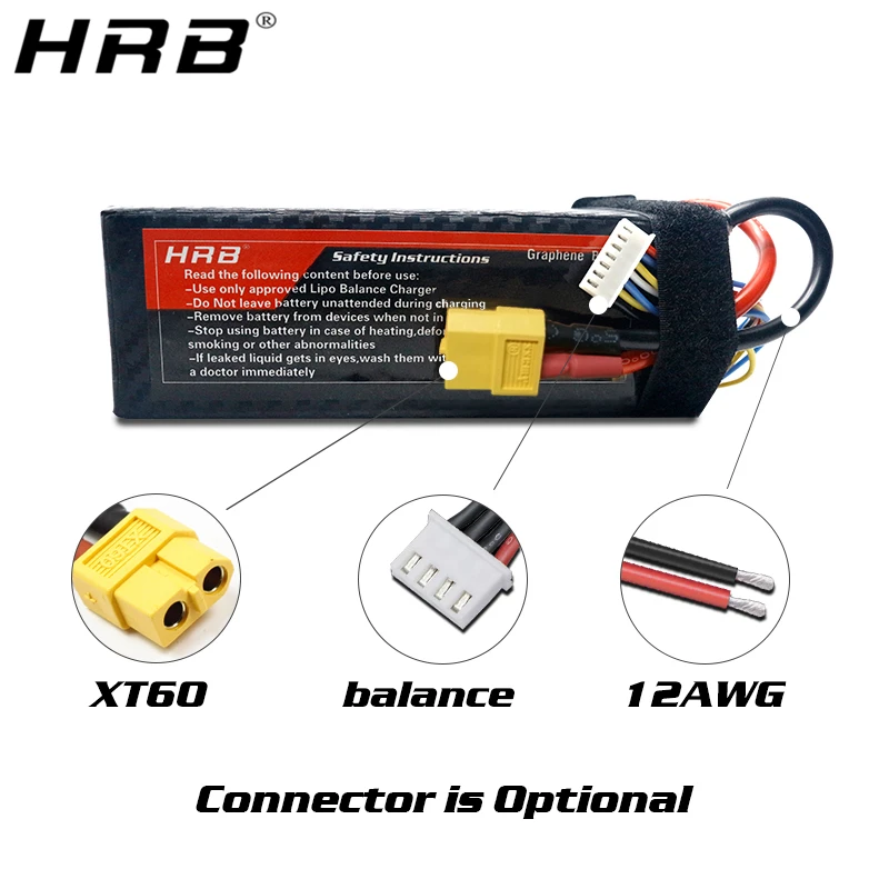 HRB Graphene 2S 7.4V 3000mah Lipo Battery 3S 11.1V 4S 14.8V 5S 18.5V 6S 22.2V 100C XT90 XT60 Deans T EC5 RC Car Airplanes Parts