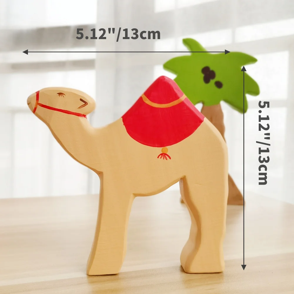 Camel Wooden Natural Montessori Handmade Figure Large Animals Handcarft Toys For Kids Animals Cognition Early Educational Toy