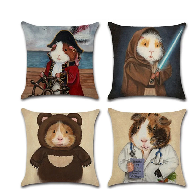 New fundas cojines Decor Guinea Pig Printed Throw Pillow Cushion Covers kussenhoes Pillowcase housse de coussin Decorative Sofa